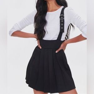 NWT - Black Pleated Overall Dress